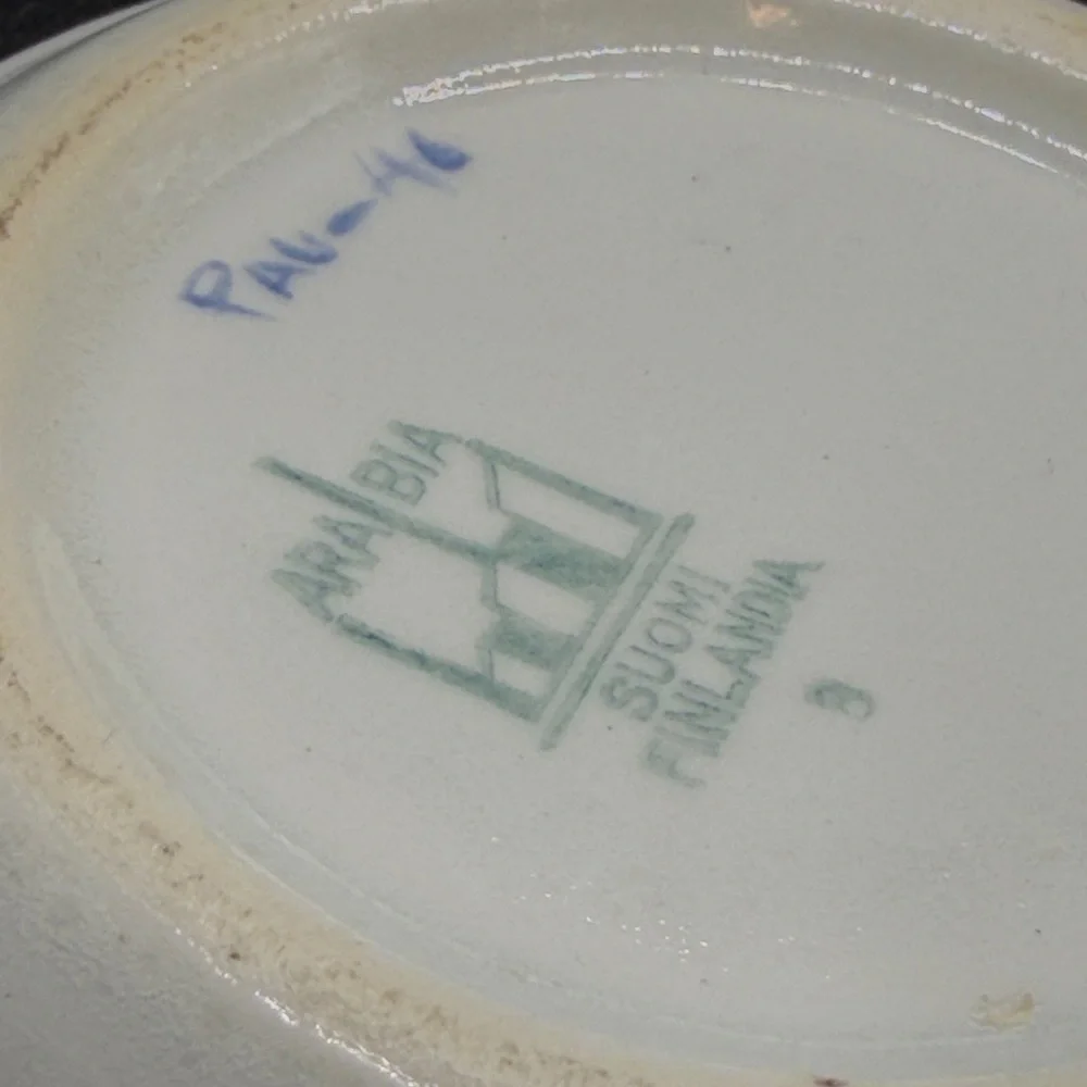 Arabia Suomi Finlandia Vintage Hand Painted Ceramic Trinket Dish Teabag Rest